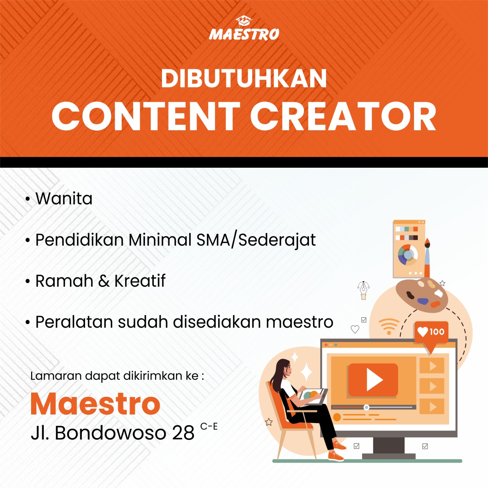 Content Creator - Maestro - Info Loker Malang