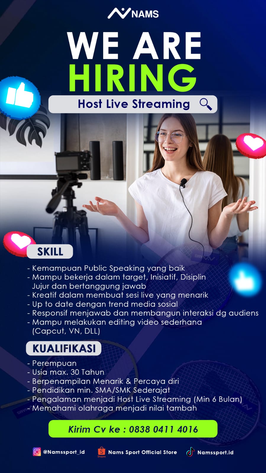 Host Live Streaming - Nams - Info Loker Malang