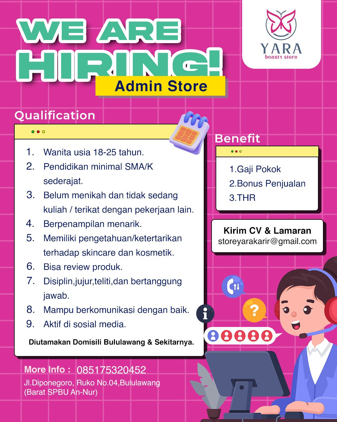 Admin Store - Yara Beauty Store - Info Loker Malang